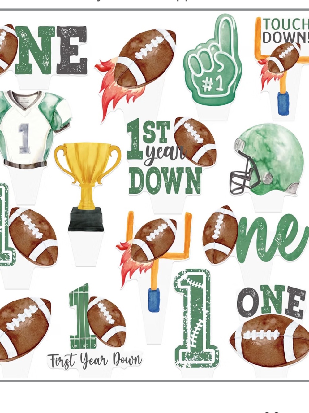 Football theme cupcake toppers 34 count